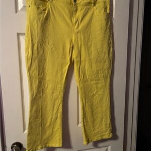 CAbi Kick Back Flare Sunny Yellow Cropped Pants